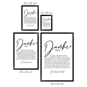 WANDStyle gerahmtes Poster "Danke Opa" in verschiedenen Größen als Geschenkidee.