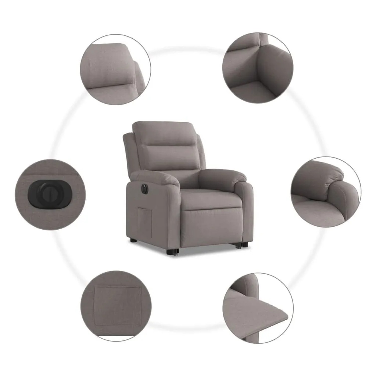 vidaXL Relaxsessel mit Aufstehhilfe Elektrisch Taupe Stoff 3205012_8