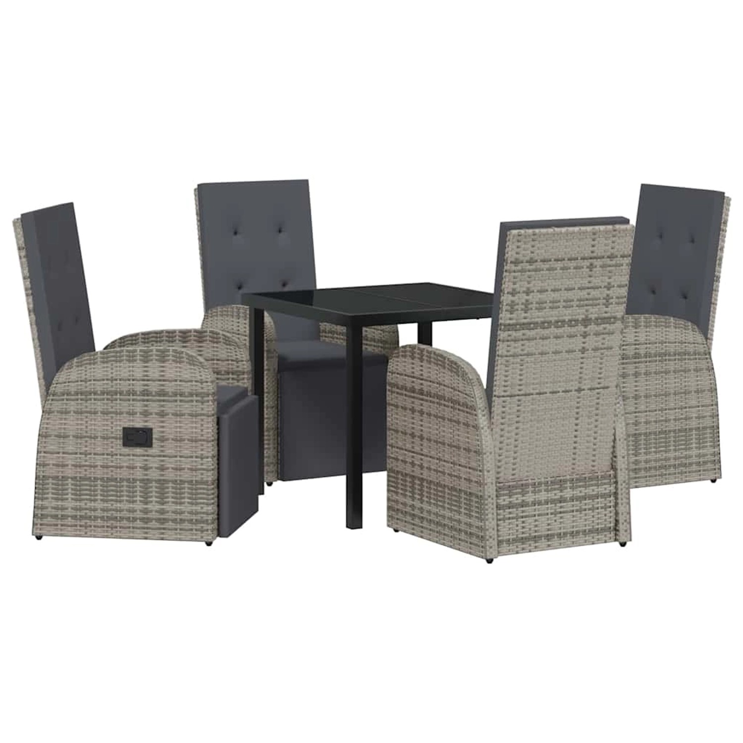 vidaXL Garten Essgruppe mit Kissen 5-Tlg Grau Poly Rattan 3379486 günstig online kaufen