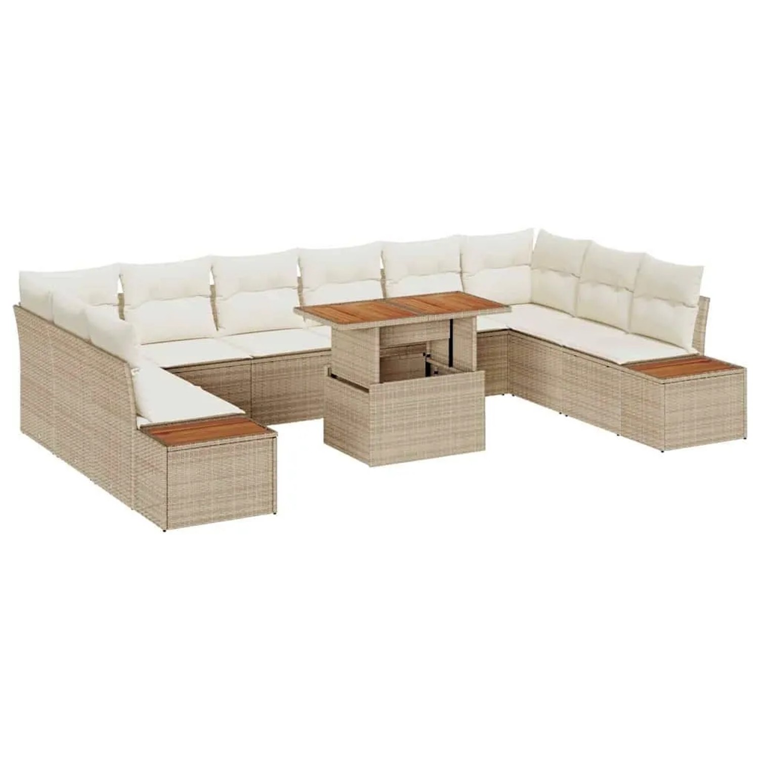 vidaXL Garten Essgruppe mit Kissen 11-Tlg Beige und Creme 3350108 günstig online kaufen