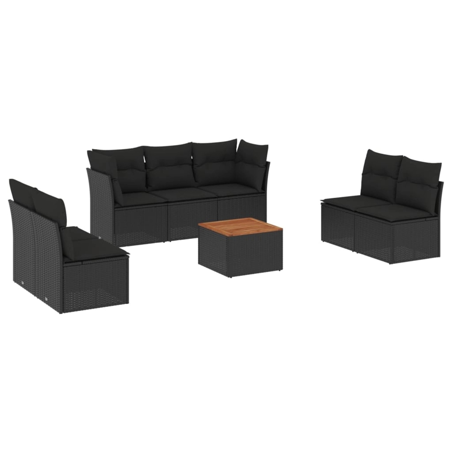 vidaXL 8-tlg Garten-Sofagarnitur mit Kissen Schwarz Poly Rattan Modell 79 günstig online kaufen