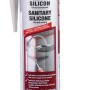 Fischer Sanitärsilicon DSSA, weiß, 310ml Kartusche mit Düse und Silikon Klecks.