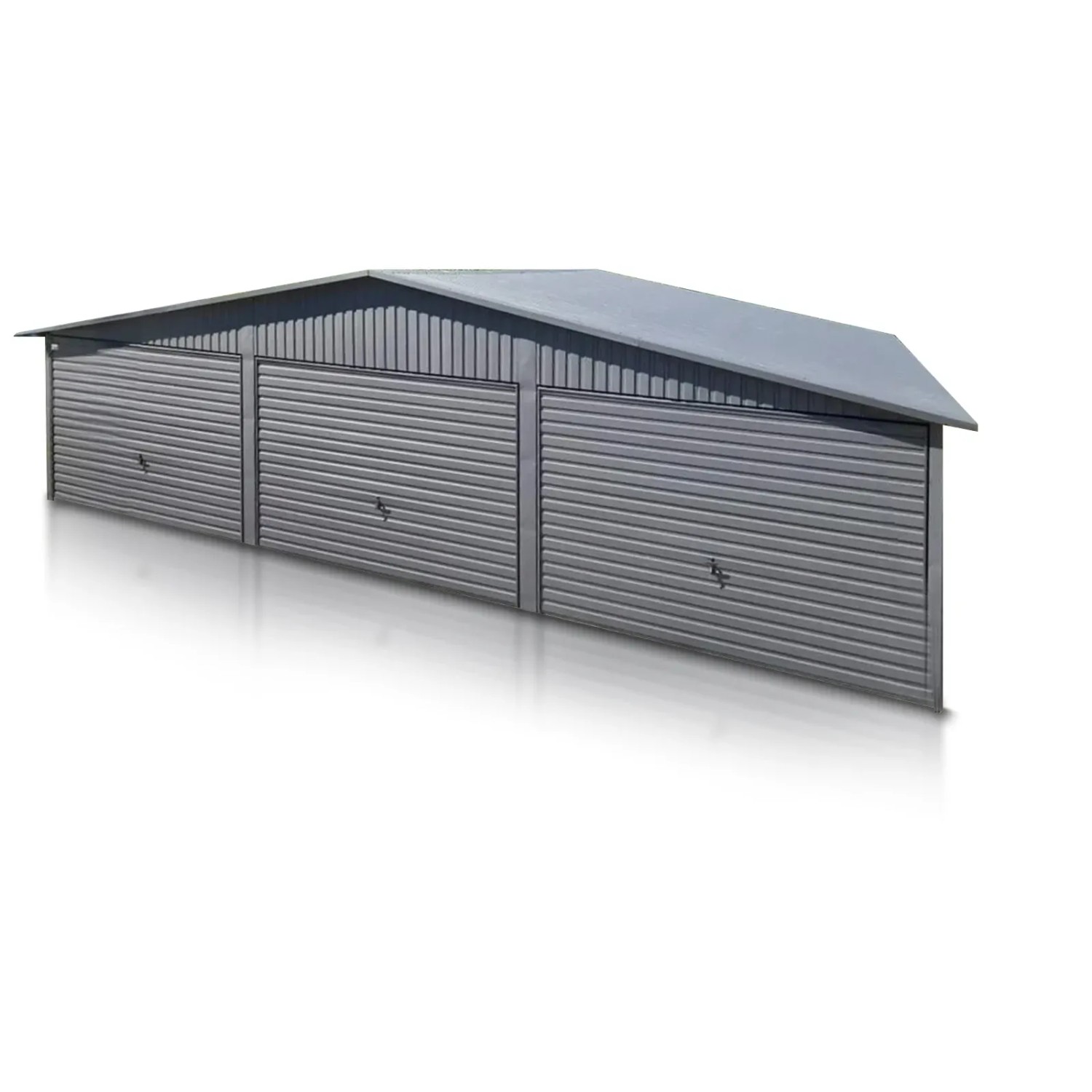 Liderstal Dreifachgaragen Premium aus Blech 900 x 500 cm Seitengiebel Schwingtor Graphit