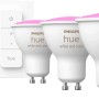 Philips Hue GU10 Starterset mit 3 LED Lampen, Bridge und Dimmer.