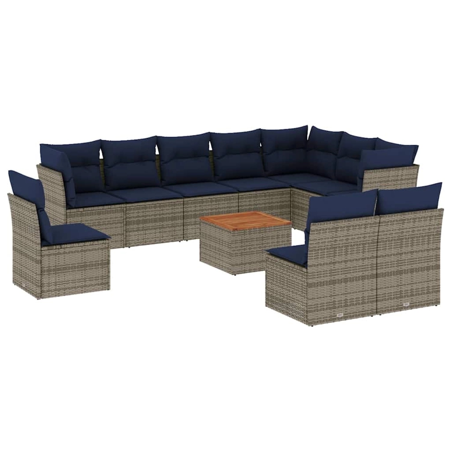 vidaXL 11-Tlg Garten-Sofagarnitur mit Kissen Grau Poly Rattan 3256033 günstig online kaufen