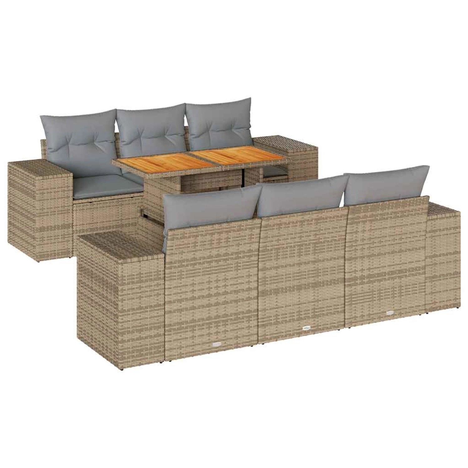 vidaXL 7-Tlg Garten-Sofagarnitur mit Kissen Beige Poly Rattan 3327335 günstig online kaufen