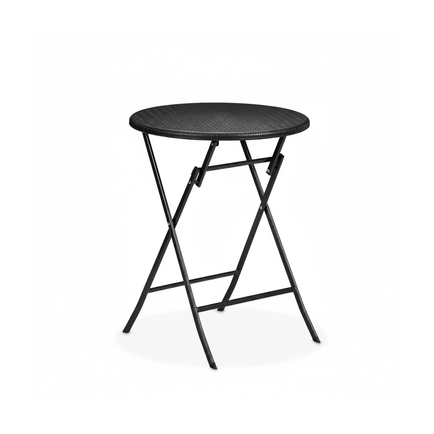 Relaxdays Gartentisch Rattanoptik Kunststoff Stahl Schwarz Klappbar 75 cm x 60 cm 4 kg