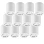 12er Set weiße Oktaplex LED Aufbauspots Lile M, schwenkbar, warmweißes Licht (3000K), 230V.