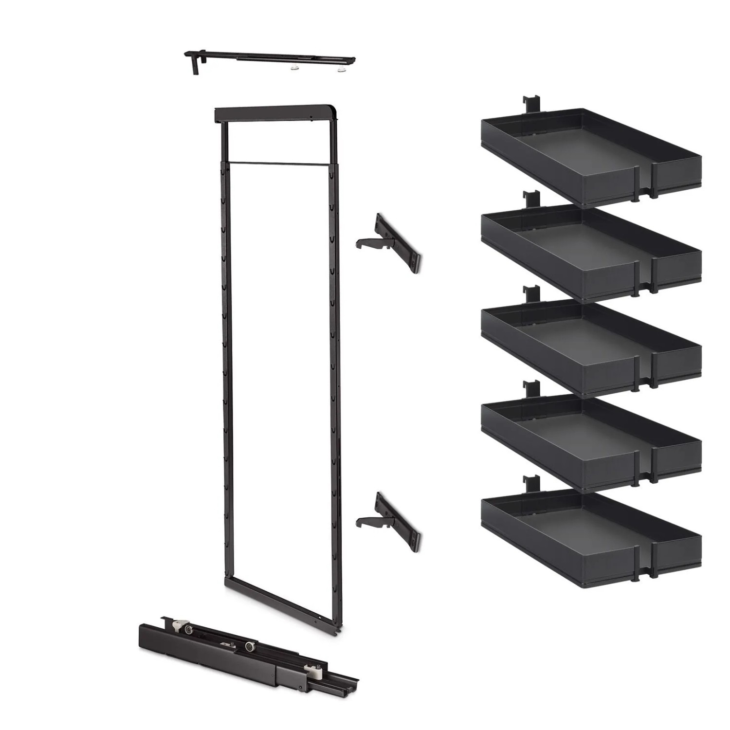 Kesseböhmer DISPENSA-X Anthrazit für Korpusbreite 400 mm Korpushöhe 1600 Bis 2000 mm Apothekerauszug 100 kg Tragkraft mi...