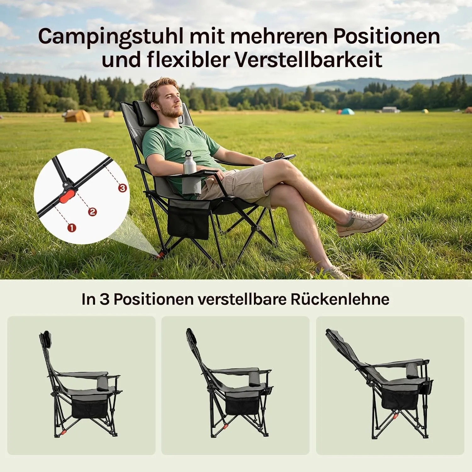 WOLTU Campingstuhl Faltbar Klappstuhl bis 150 kg Belastbar 2 Set_4