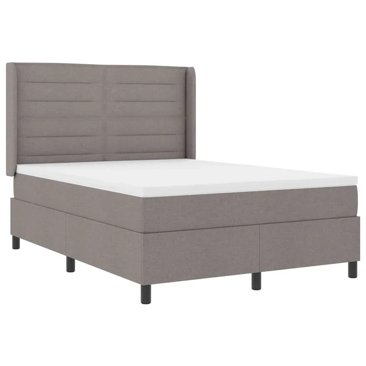 vidaXL LED Boxspringbett mit Matratze Taupe 140 x 190 cm Stoff 3343438