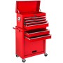 Tectake Werkzeugwagen  8 Kugelgelagerte Schubladen Mit Antirutschmatten Belastbarkeit 150 kg  69 x 33 x 110 cm Rot