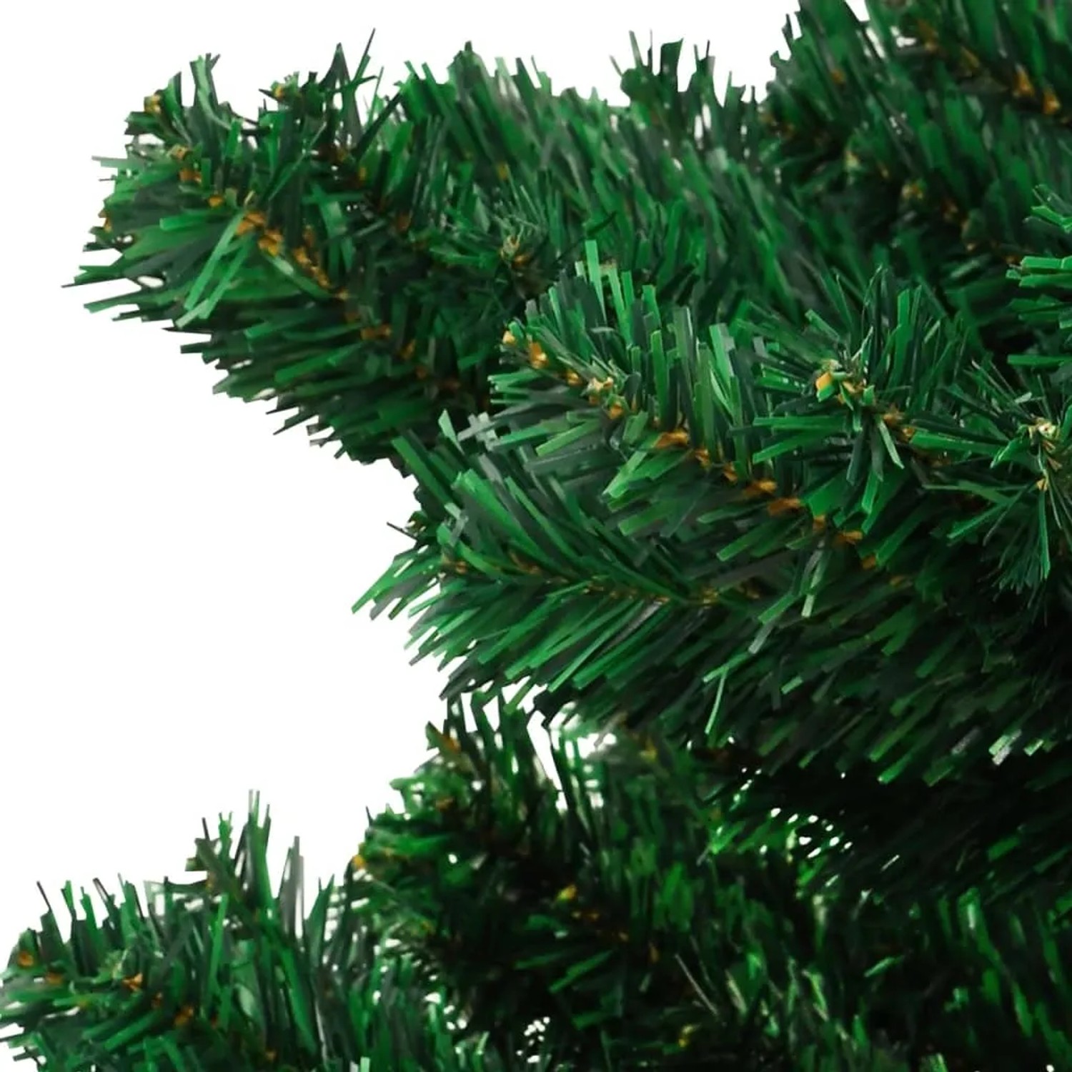 Detailaufnahme: Grüne PVC-Spitzen des vidaXL Spiral-Weihnachtsbaums mit LEDs.