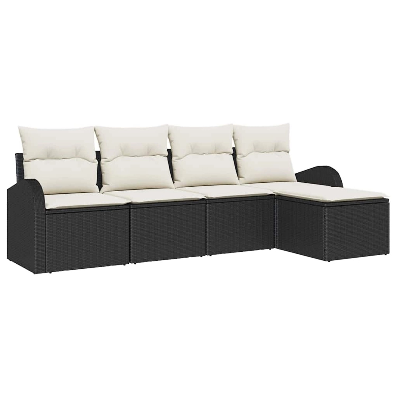 vidaXL Garten-Sofa-Set mit Kissen 5-Tlg Schwarz Weiß Poly Rattan 3354666 günstig online kaufen