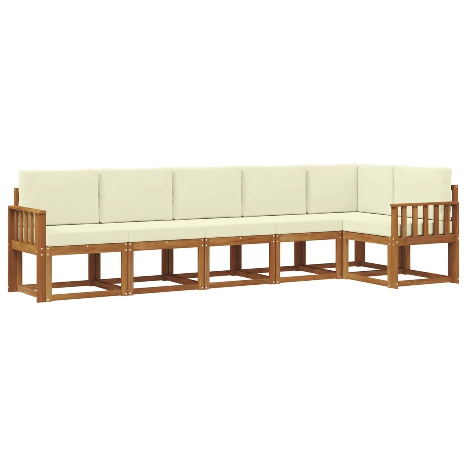vidaXL Outdoor-Sofagarnitur mit Kissen 6 Stk Natur und Creme 3366458