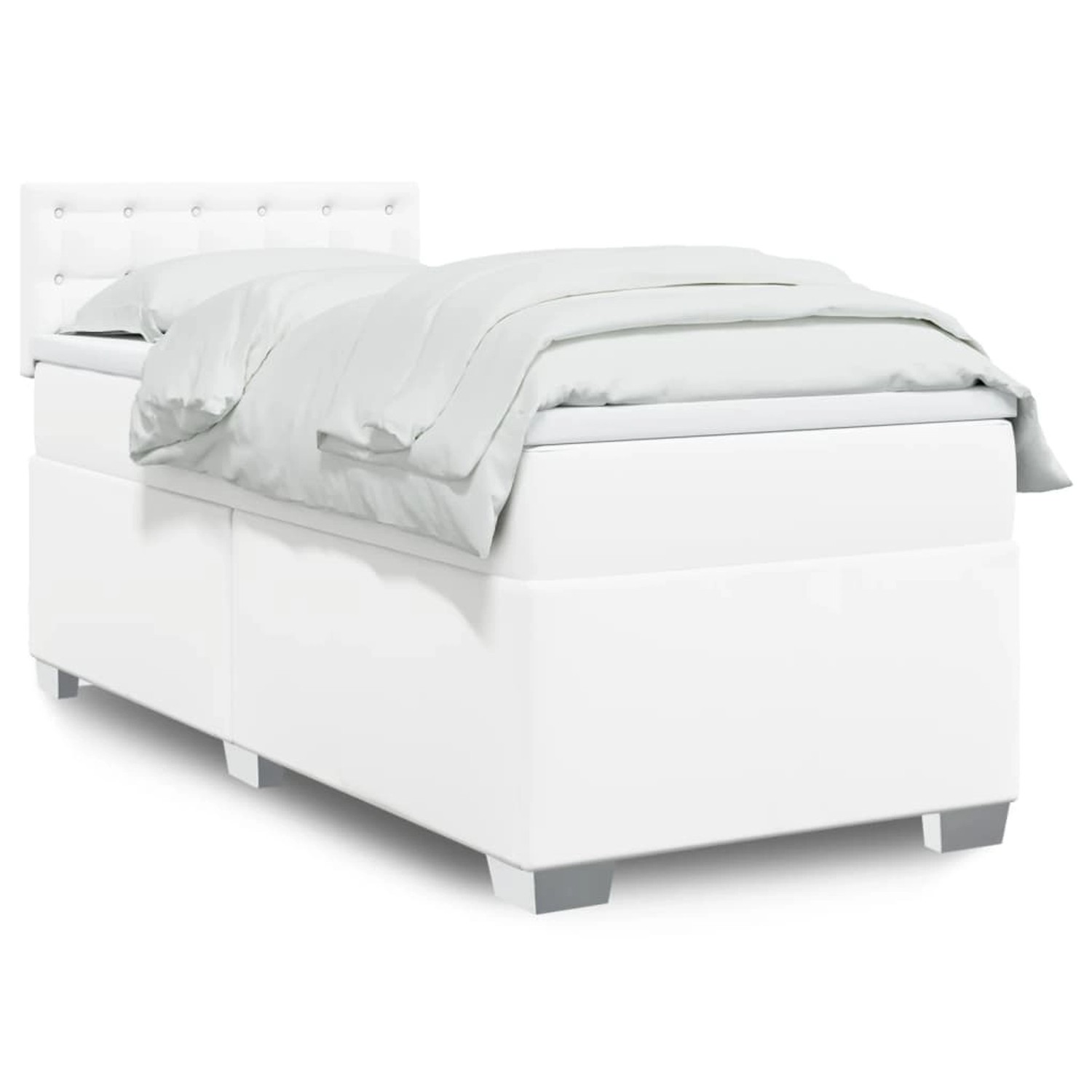 vidaXL Boxspringbett mit Matratze Weiß 100x200 cm Kunstleder 3288409 günstig online kaufen