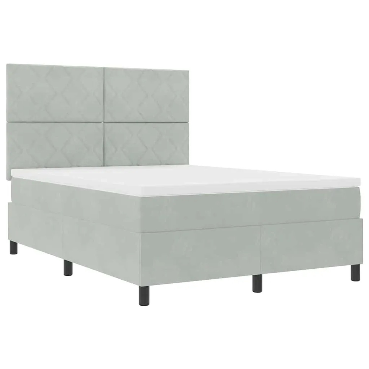 vidaXL Boxspringbett mit Matratze Hellgrau 140 x 190 cm Samt 3339896 günstig online kaufen