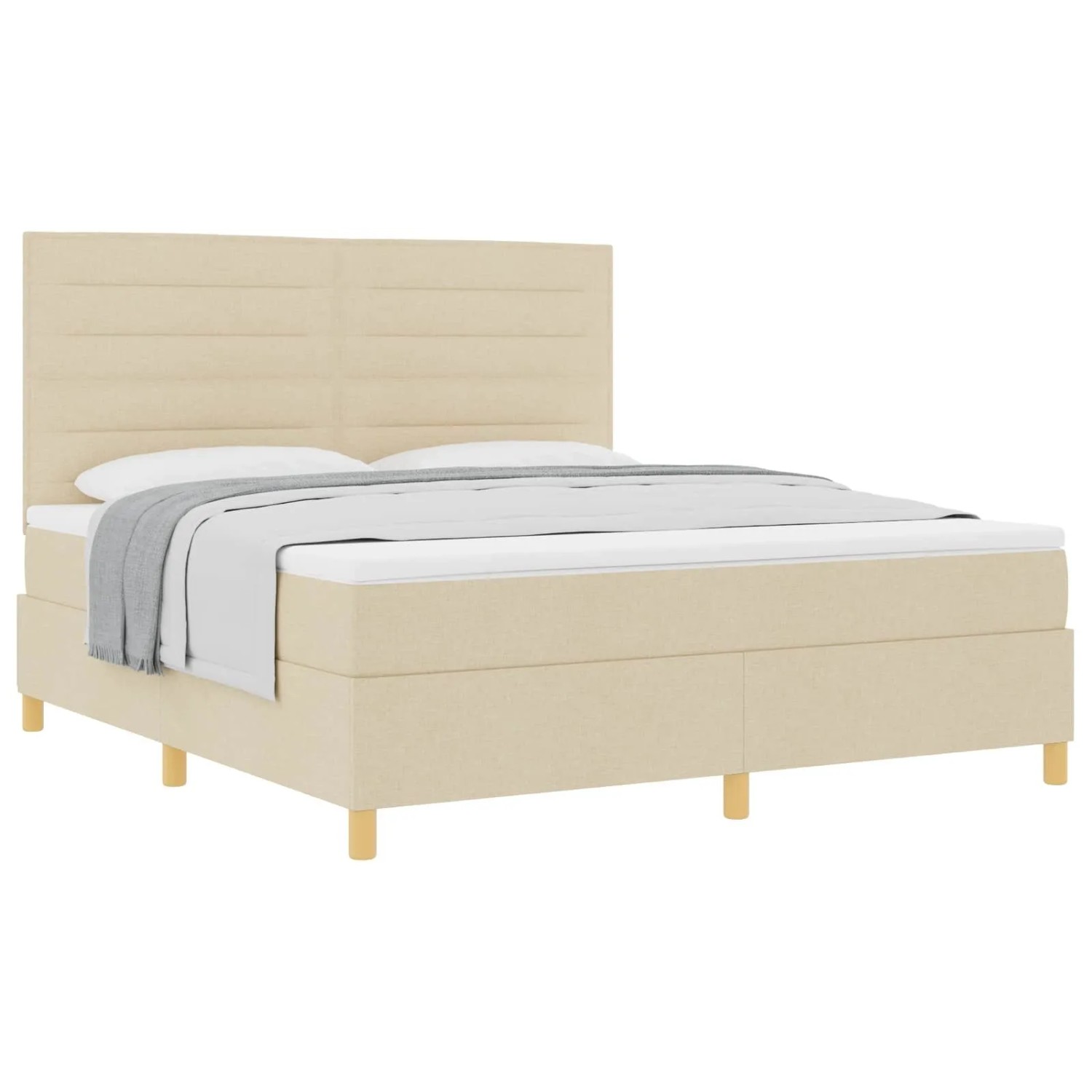 vidaXL Boxspringbett mit Matratze Creme 180 x 200 cm Stoff 3339565