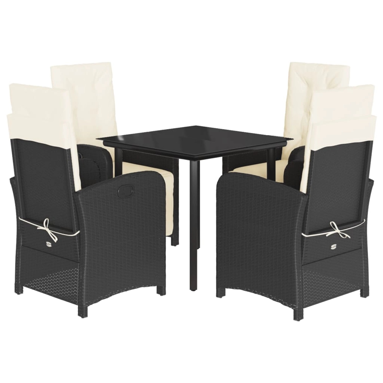 vidaXL 5-Tlg Garten-Essgruppe mit Kissen Schwarz Poly Rattan 3212522 günstig online kaufen