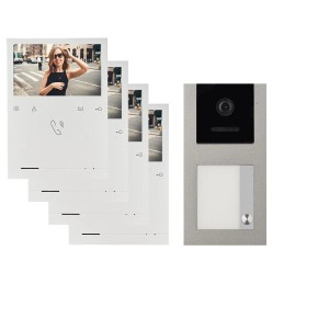 Balter Evo Video Türsprechanlage Aufputz für 1 Familienhaus mit 4 Monitoren, Grau.
