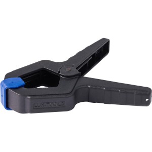 LUX Leimklemme Classic, 100 mm, aus Kunststoff mit blauen Backen. Spannwerkzeug für Holz.