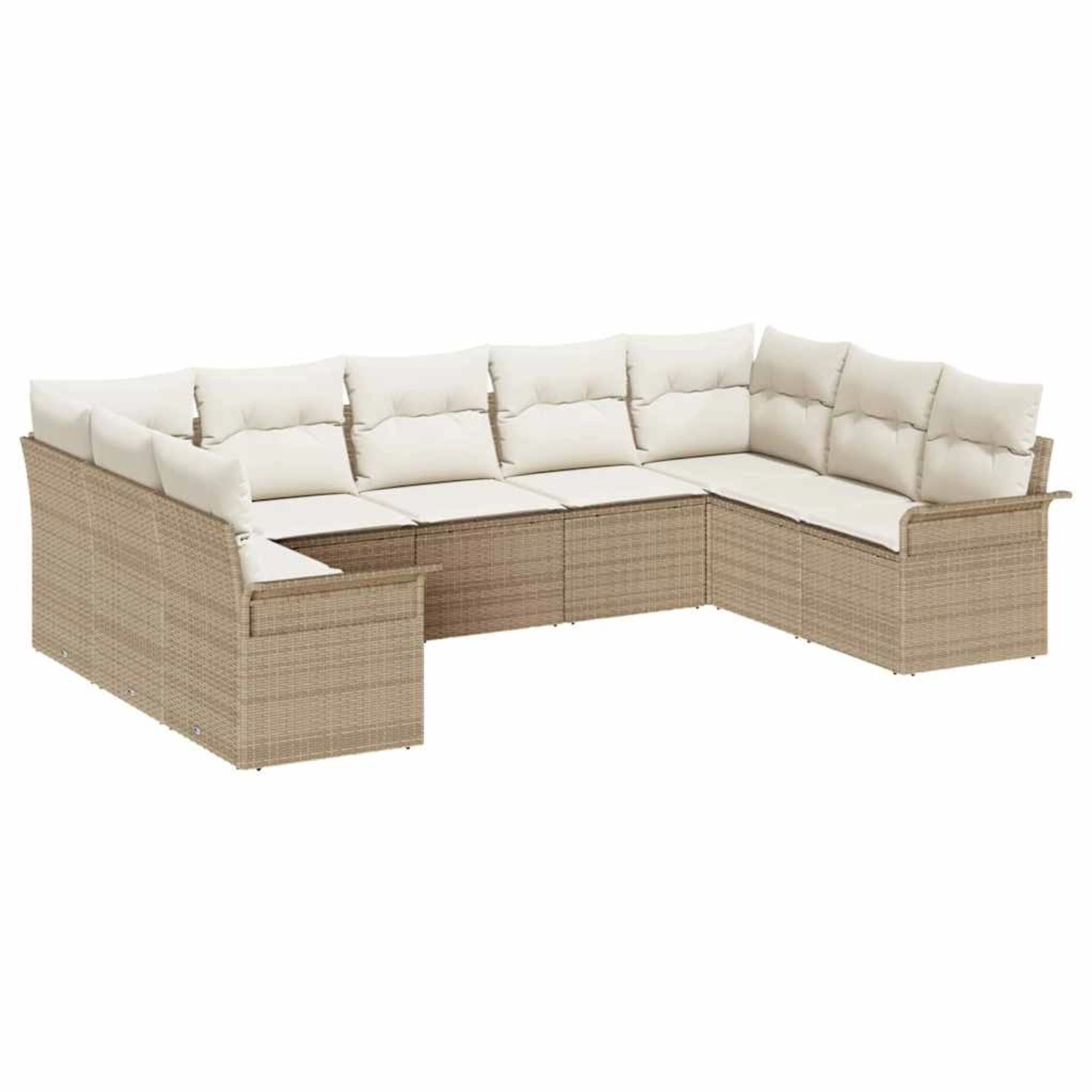 vidaXL Garten-Sofa-Set mit Kissen mit Speicher 9-Tlg Beige Poly Rattan 3354 günstig online kaufen