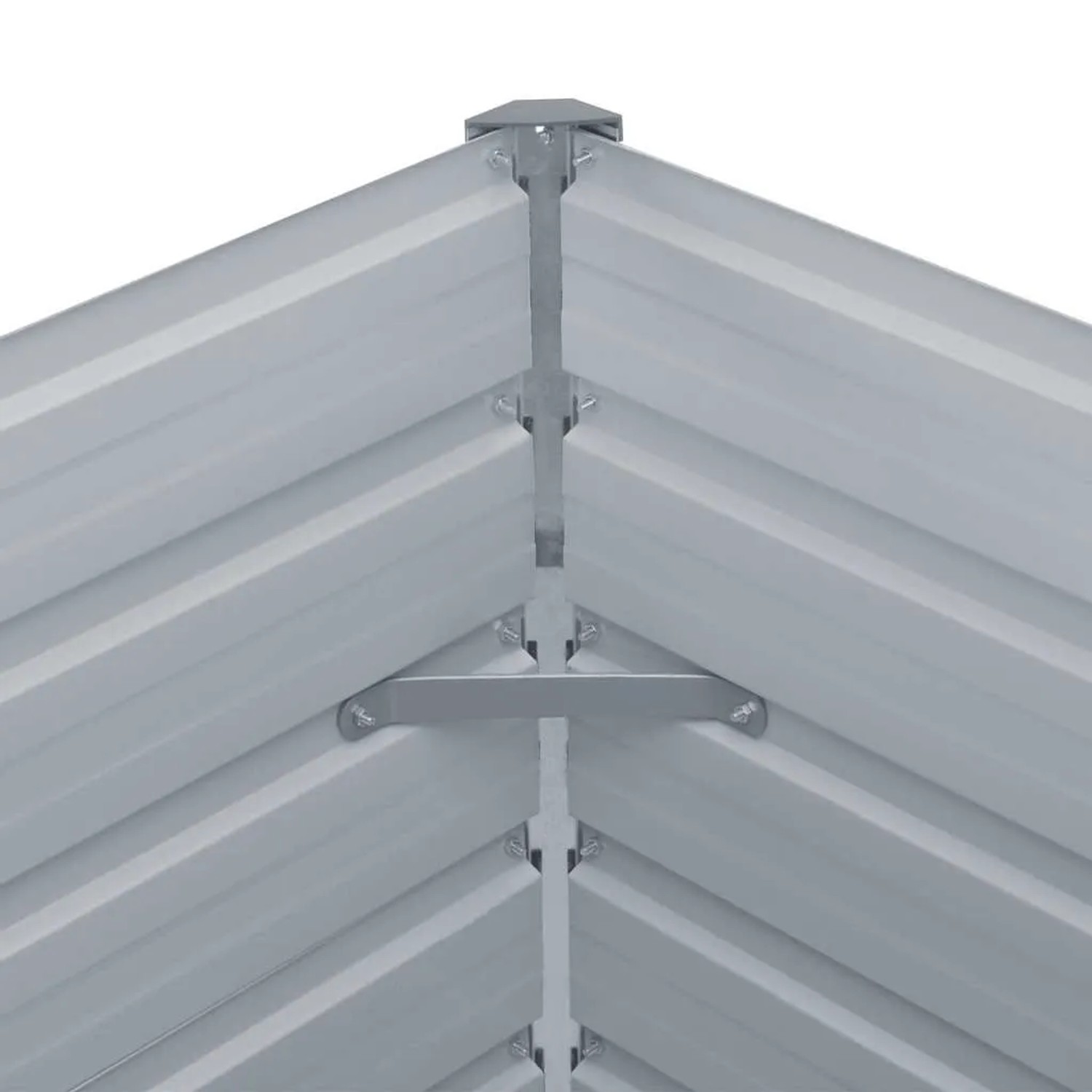 Detailansicht Hochbeet aus verzinktem Stahl, anthrazit, Eckverbindung.