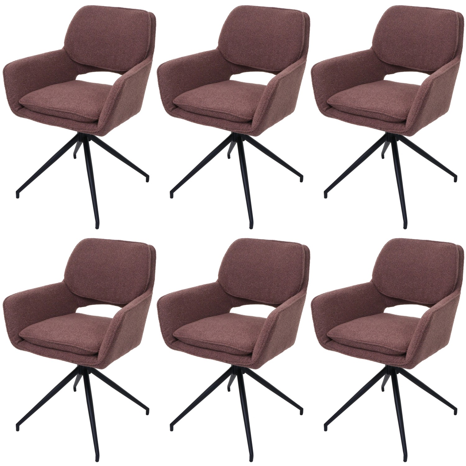 MCW Esszimmerstuhl N74 6er-SetStoff Boucle 540g/m² Hellbraun günstig online kaufen