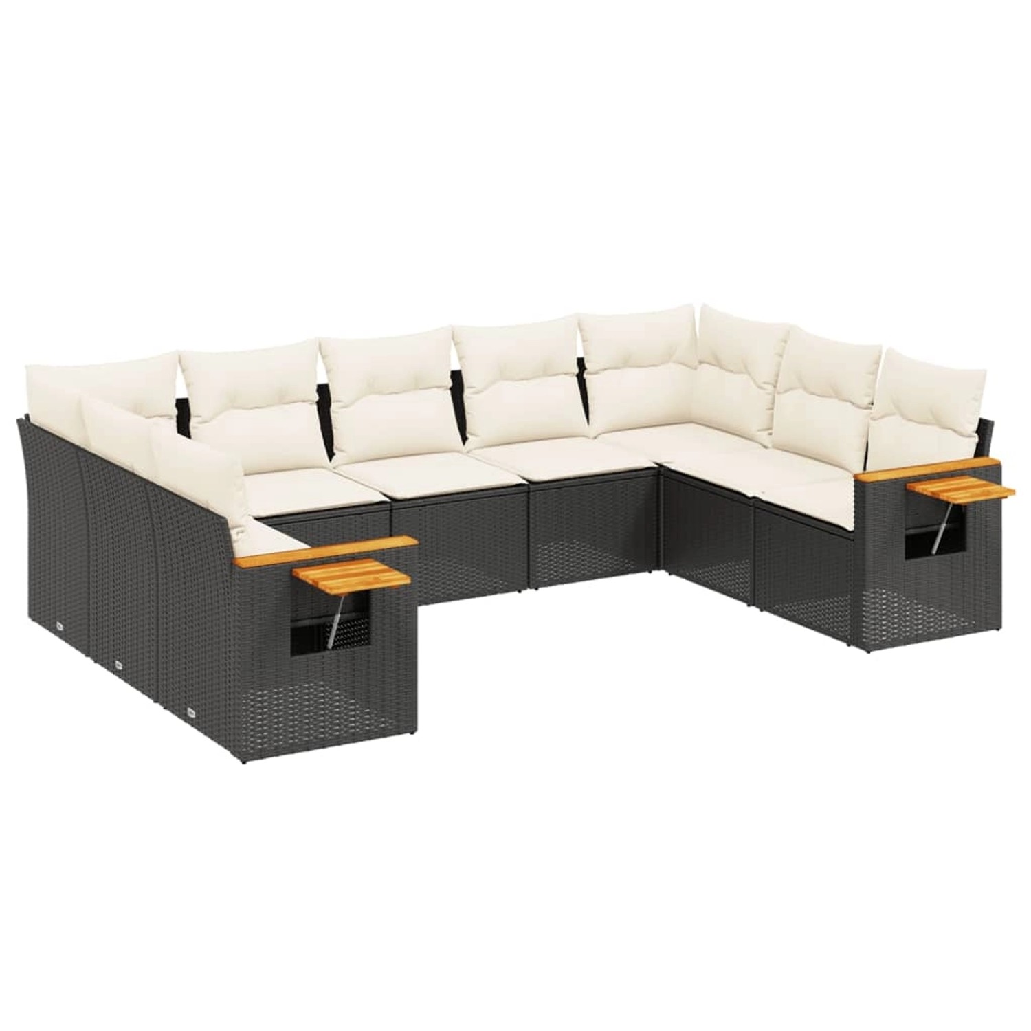 vidaXL 9-Tlg Garten-Sofagarnitur mit Kissen Schwarz Poly Rattan 3259515 günstig online kaufen