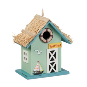 Relaxdays Vogelhaus Pappelholz Kiefernholz Bunt Wetterfest 24,5 x 19 x 13,5 cm 0,6 kg