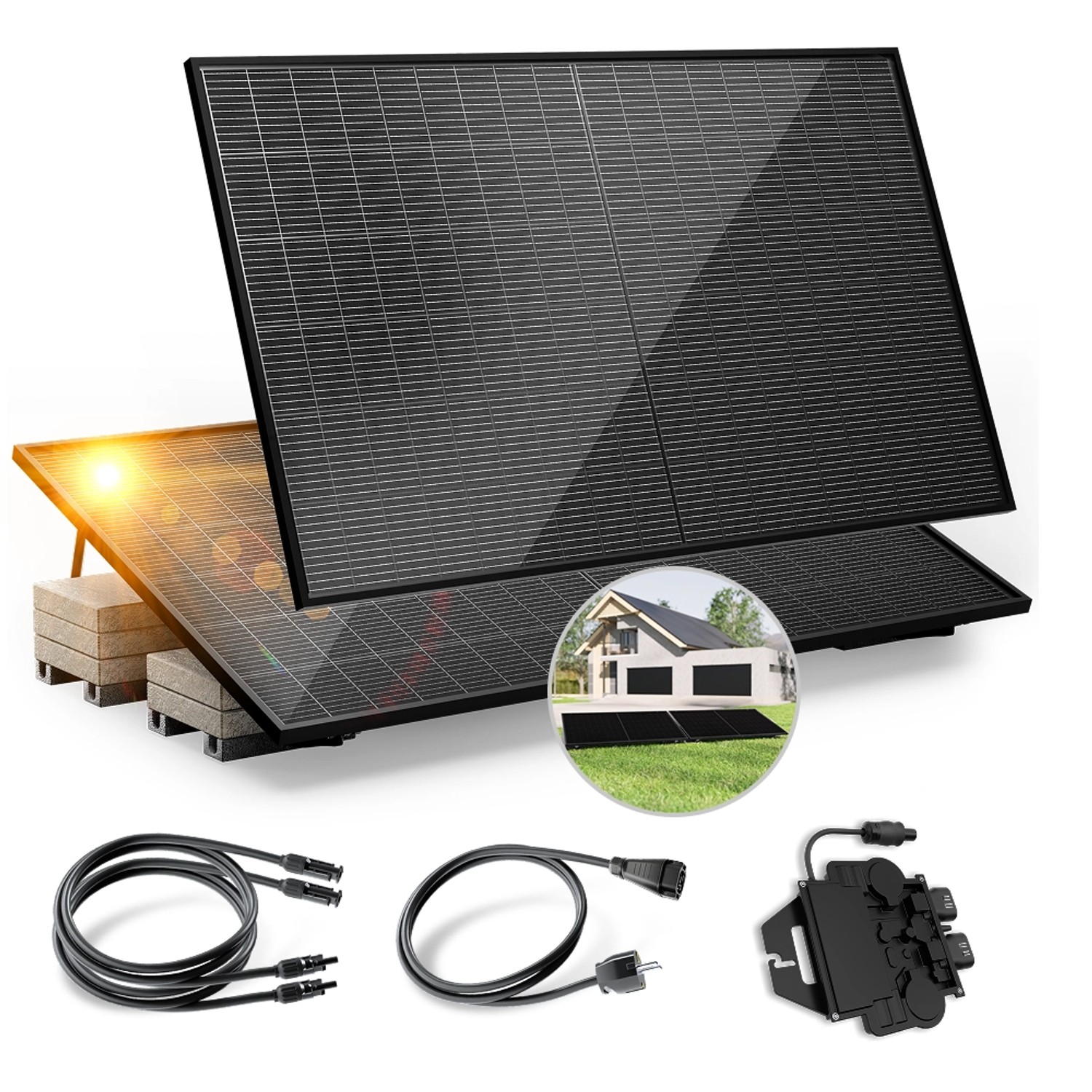 Solakon Balkonkraftwerk 900W 800W Solaranlage mit Gartenhalterung Steckerfe günstig online kaufen