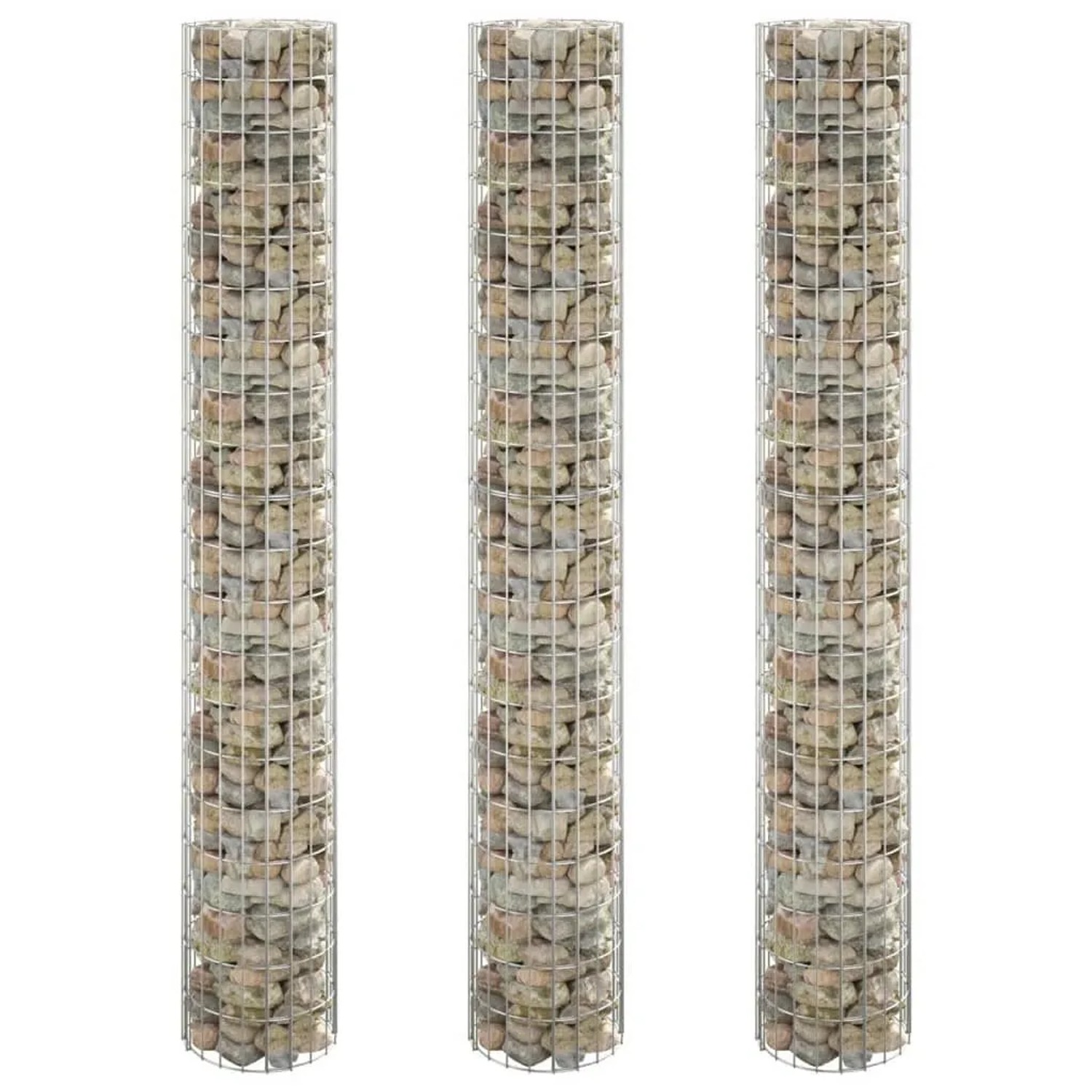 Furnicato Gabionen-hochbeete 3 Stk Rund Verzinkter Stahl Ø30x200 Cm