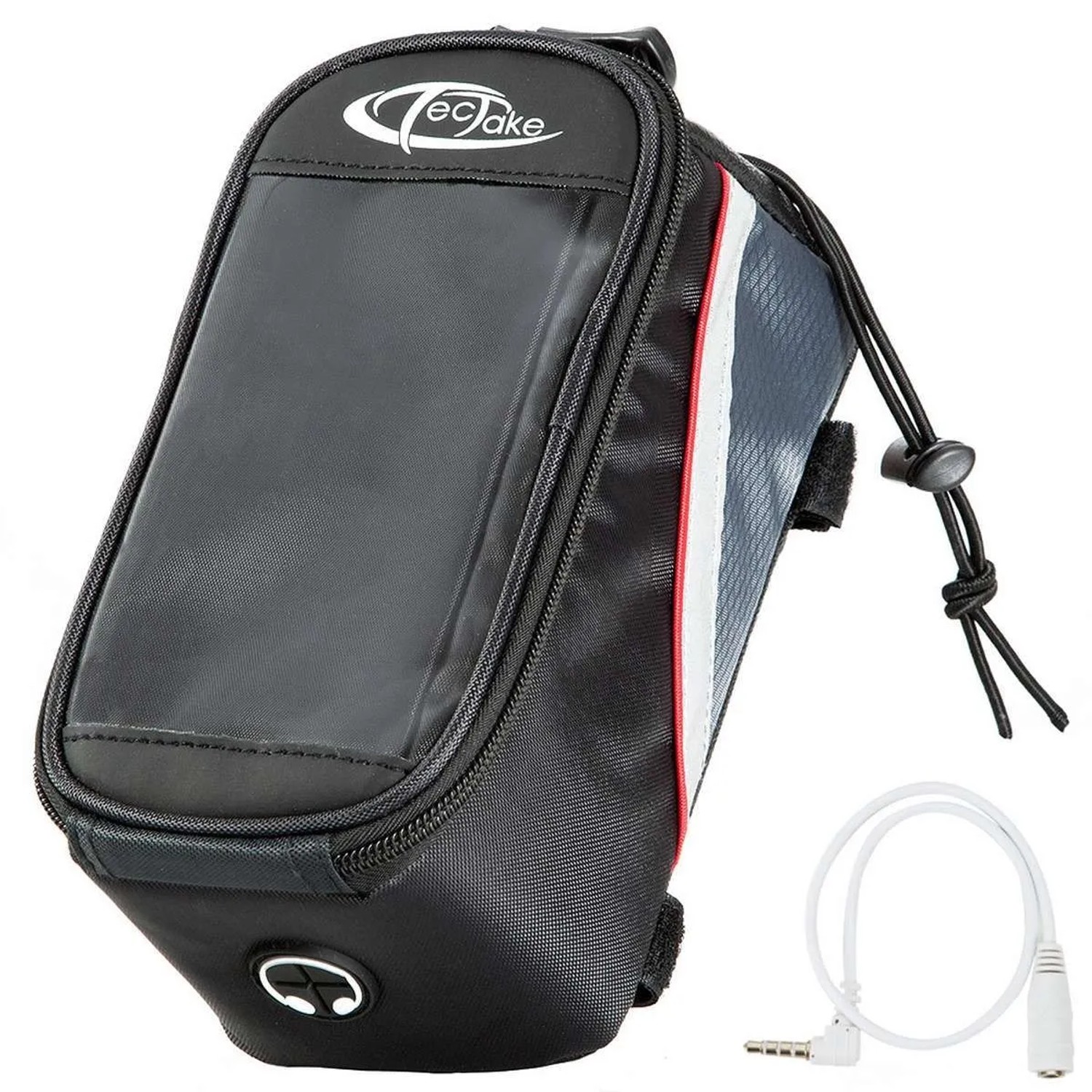Tectake Fahrradtasche  Mit Rahmenbefestigung Wasserabweisend 20 5 x 10 x 10 5 cm 20 50 x 10 x 10 50 cm Schwarz Grau Rot