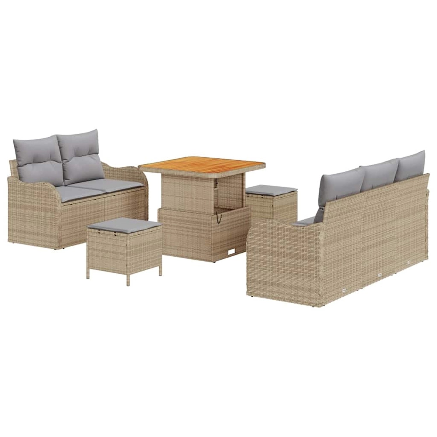 vidaXL Garten-Sofa-Set Höhenverstellbar 8-Tlg Beige Poly Rattan 3362207 günstig online kaufen