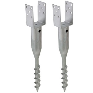 2 feuerverzinkte TRUTZHOLM Bodenhülsen zum Einschrauben, U-Profil 9x9 cm, für Zaunbau & Sichtschutz.