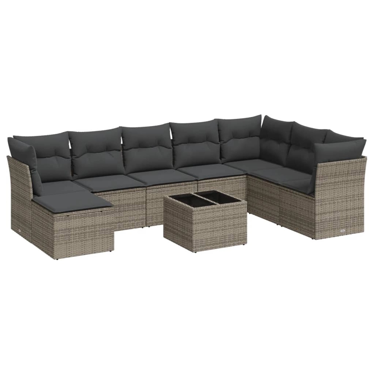vidaXL 9-Tlg Garten-Sofagarnitur mit Kissen Grau Poly Rattan 3218060 günstig online kaufen