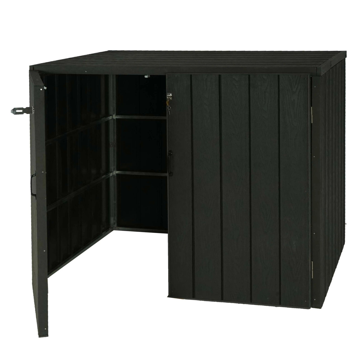 MCW 2-/4er WPC-Mülltonnenverkleidung J28 Anthrazit 117x142x102cm