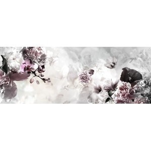 Deco Panel Anonymus Vintage Flowers, 117x49cm, florales Wandbild im Panoramaformat.