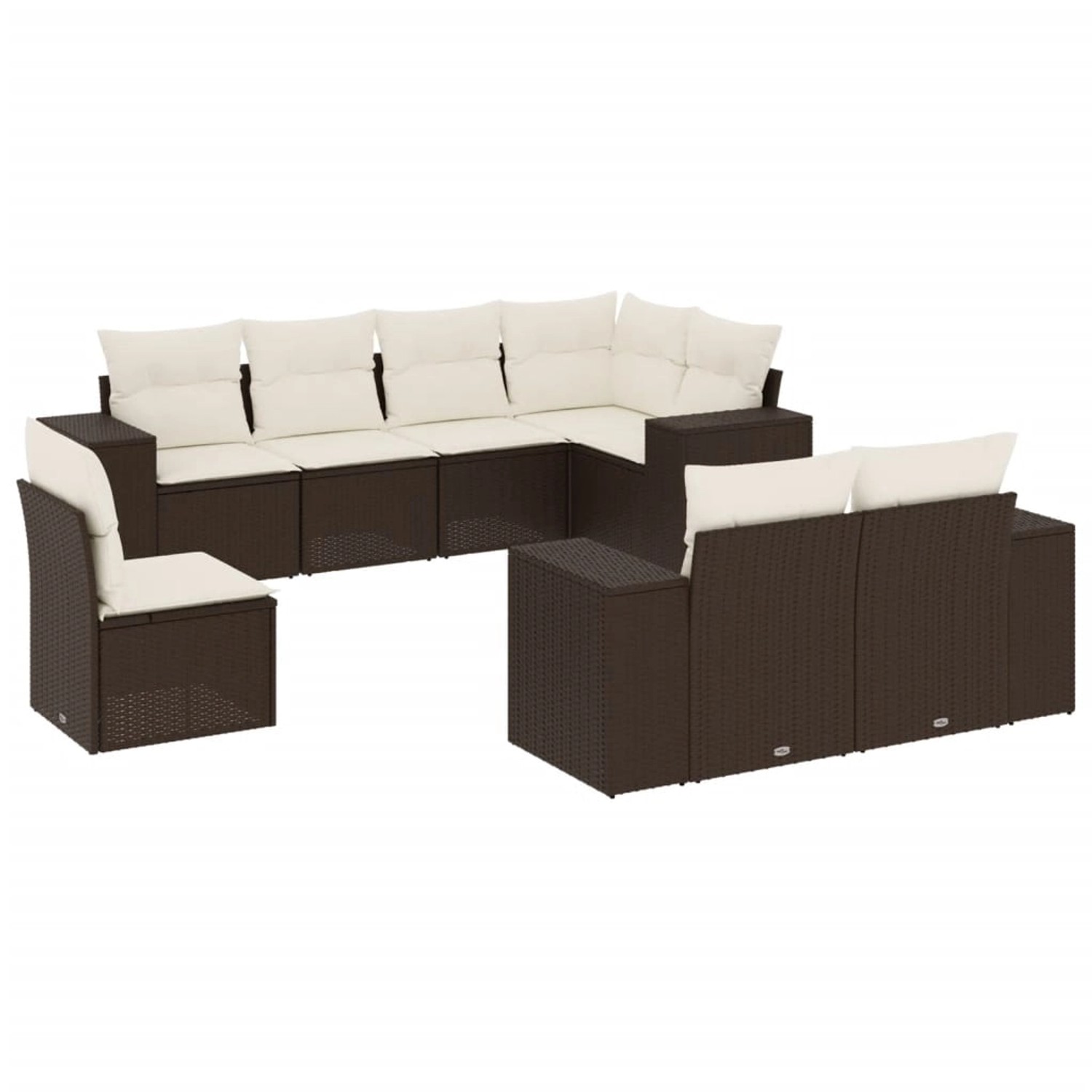 vidaXL 8-Tlg Garten-Sofagarnitur mit Kissen Braun Poly Rattan 3222842 günstig online kaufen