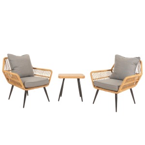 Proregal Poly-Rattan Garnitur HxBxT 78x64x72 cm Sitzhöhe 41cm Dunkelgrau Balkon-Set Gartengarnitur Sitzgruppe Stuhl Beistelltisch