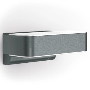 Moderne Steinel LED-Außenleuchte L 810 S in Anthrazit mit Up-/Downlight und Bewegungsmelder.