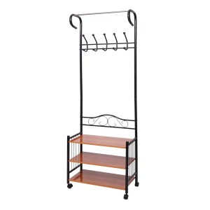 MCW Metall-Garderobe Victoria mit 3 Ablagen, Kleiderstange und 5 Haken.