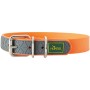 Orangefarbenes Hunter Hundehalsband aus Kunststoff mit grauem Muster.