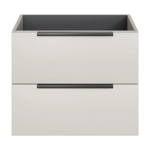 Pelipal Waschbeckenunterschrank Quantum in Kaschmir Matt mit zwei Auszügen und schwarzen Griffen.