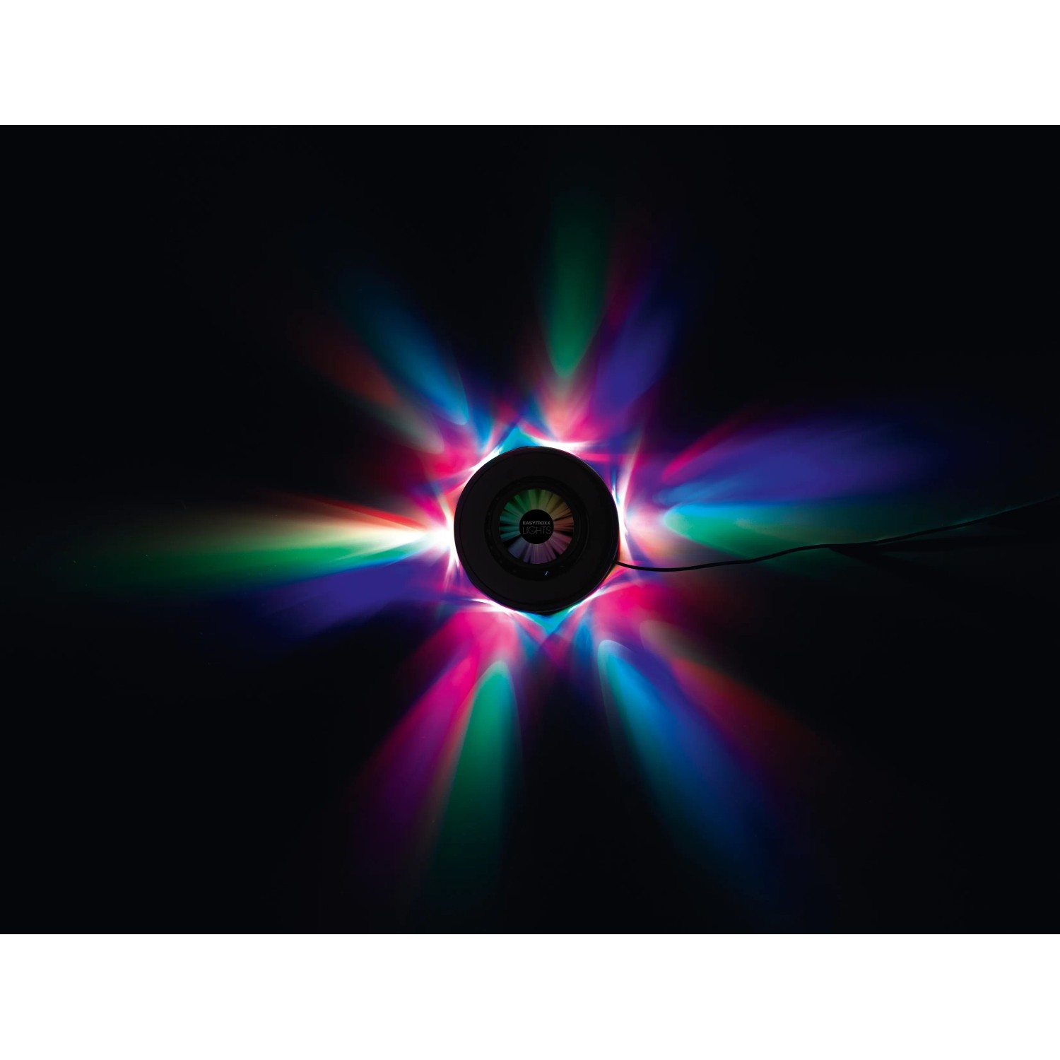 Easymaxx LED-Lichtrad Galaxy Wandlampe mit bunter Lichtshow und Sound-Sensor.