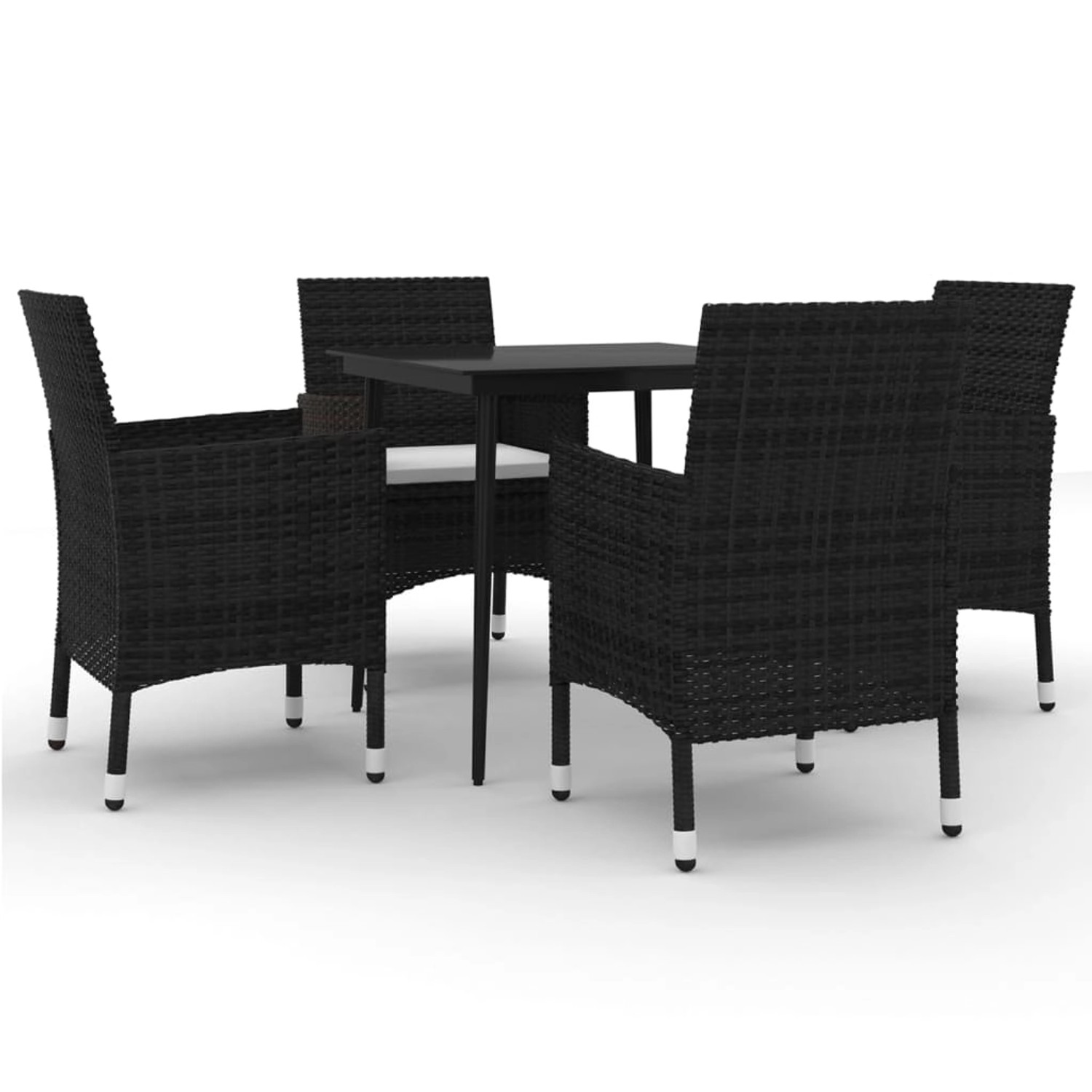 vidaXL 5-Tlg Garten-Essgruppe mit Auflagen Poly Rattan und Glas 3099728