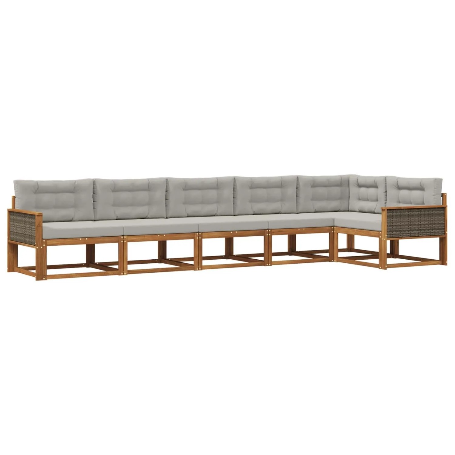 vidaXL Outdoor-Sofagarnitur mit Kissen 6 Stk Natur und Hellgrau 3382599