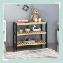 Relaxdays Schuhregal Bambus Natur Schwarz 3 Ablagen 55 cm x 70 cm x 26 cm 2,2 kg_2