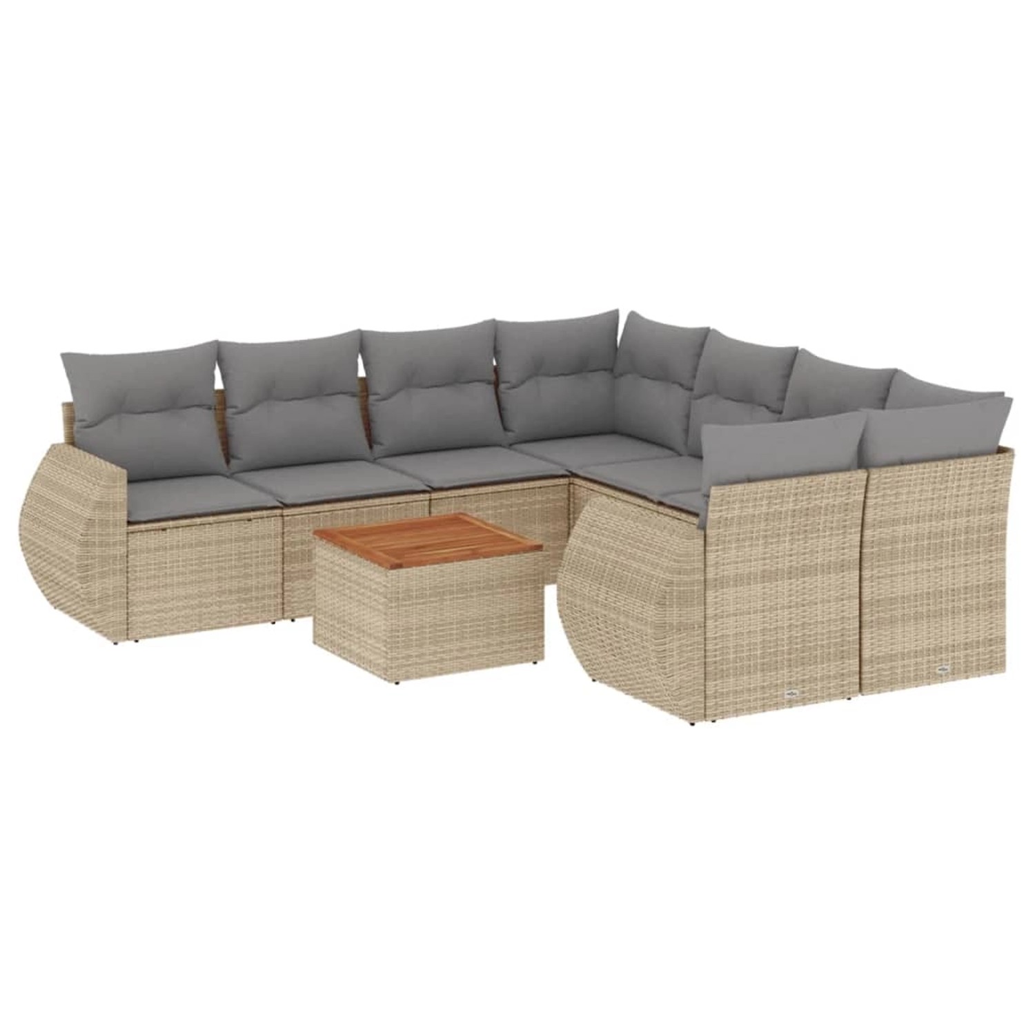 vidaXL 9-Tlg Garten-Sofagarnitur mit Kissen Beige Poly Rattan 3224932 günstig online kaufen