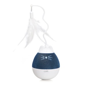 Catit Kreisel Pixi Katzenangel, blau-weiß, mit Feder und Leckerli-Spender.